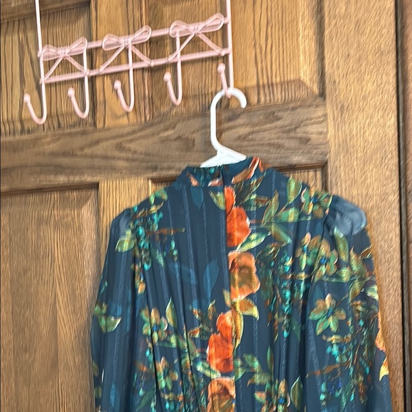 Not for sell! Sold in a trade! 
Floral Maxi Dress - Teal and Orange - Picture 5 of 7